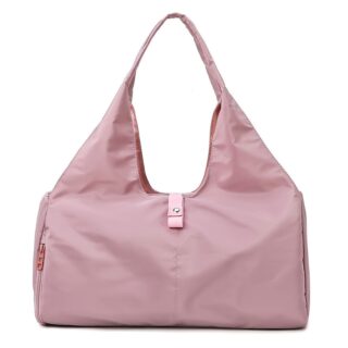 Women's sports bag in pink nylon with white background