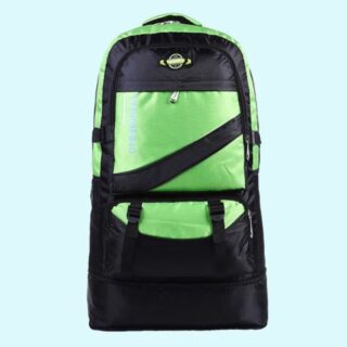 60L ski backpack in green and black nylon, very high quality