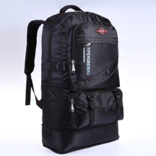 60L black nylon ski backpack