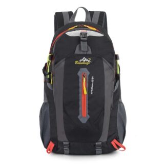 Large capacity ski backpack in black with white background