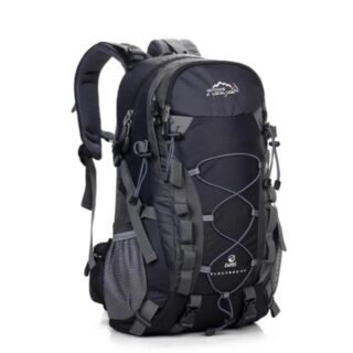 Ski backpack with black spine adjustment with white background