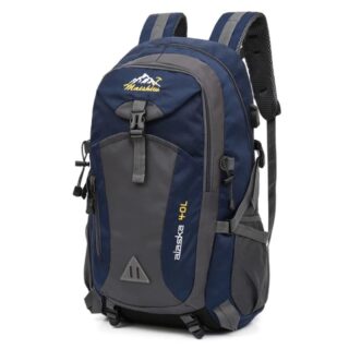Ski backpack with USB blue and grey with white background