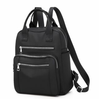 Large capacity travel backpack in solid black with white background