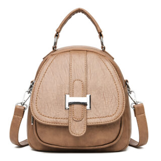 High quality and fashionable multi-pocket leather mini backpack for women