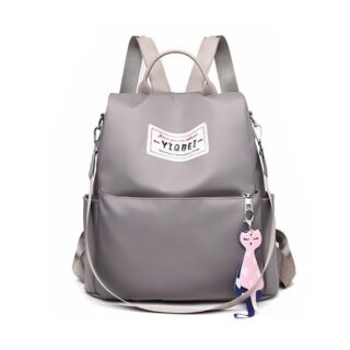 Women's solid colour anti-theft backpack grey with white background