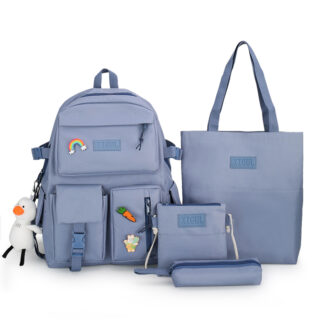 4-piece backpack with pretty pattern and duck pendant 3
