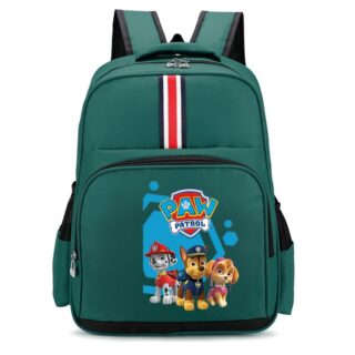 Patrol backpack with green stripes and white background