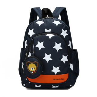 Backpack with bear pendant with stars