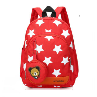 Backpack with bear and stars pendant in white