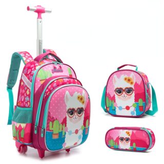 Colorful Llama Backpack for Girls with Glasses