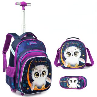 Girls' Owl Rolling Backpack 2