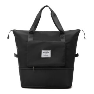 Foldable waterproof tote bag, black