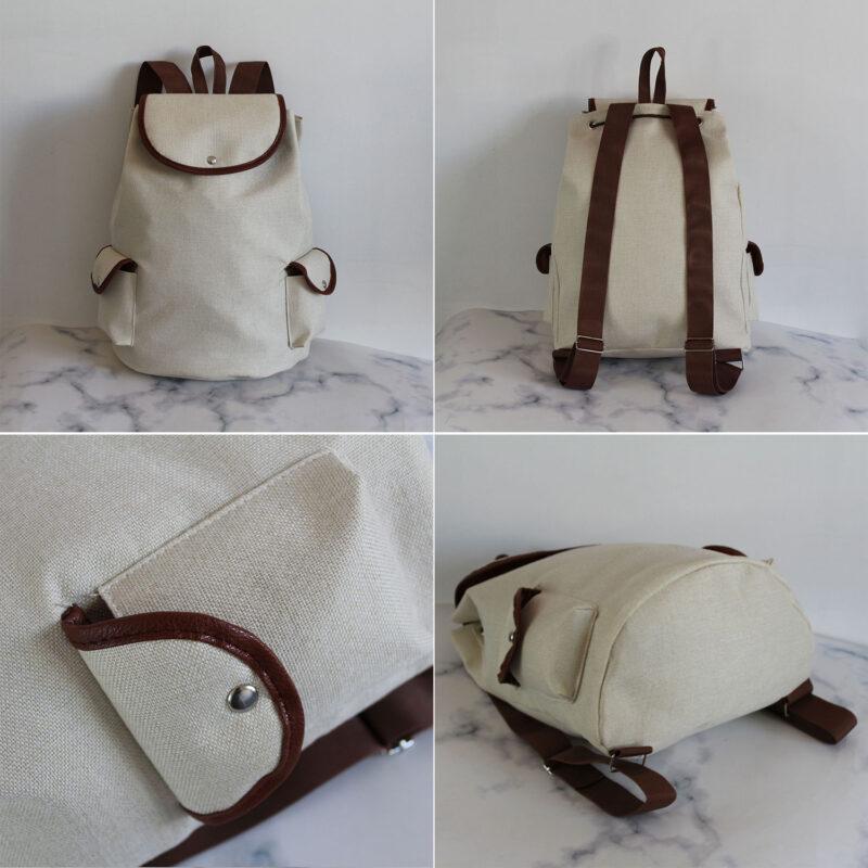 Linen Backpack With Mother And Son Design