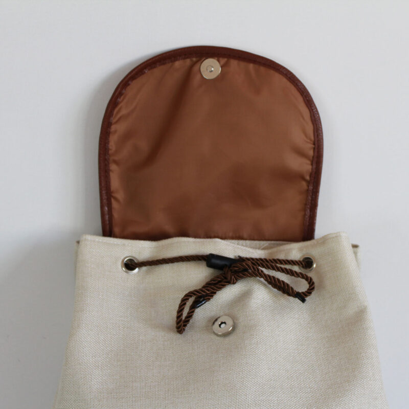 Linen Backpack With Mother And Son Design - Image 3