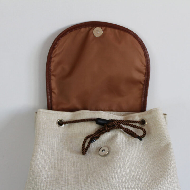 Linen Backpack With Mother And Son Design