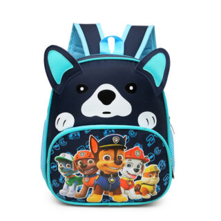 Blue Patrol dog design backpack with white background