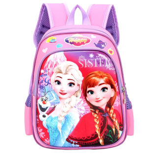 Princess Anna and Elsa Snow Queen Backpack pink with pattern