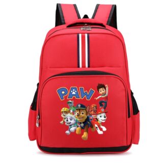 Ryder and his team Pat Patrol red backpack with white background