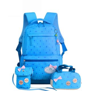 Set of 03 blue bow motif star bags with white background