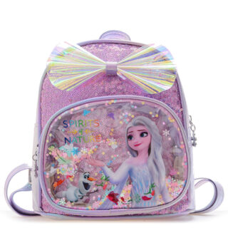 Snow Queen Elsa pink glitter backpack with white background