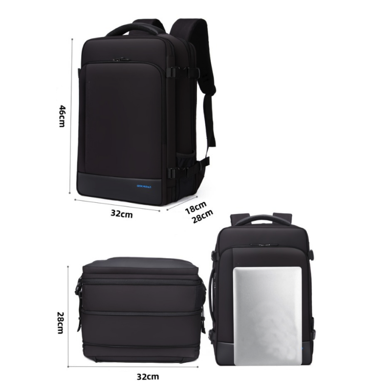 Waterproof 2-In-1 Expandable Travel Backpack With Usb Charging