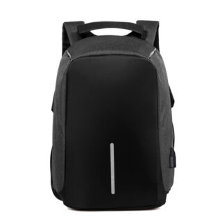 Sac à dos anti-vol imperméable et réfléchissant avec charge USB en noir