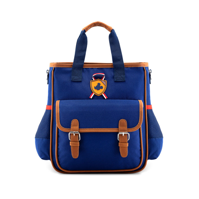 Blue Canvas Shoulder Bag With Mickey Logo For Children