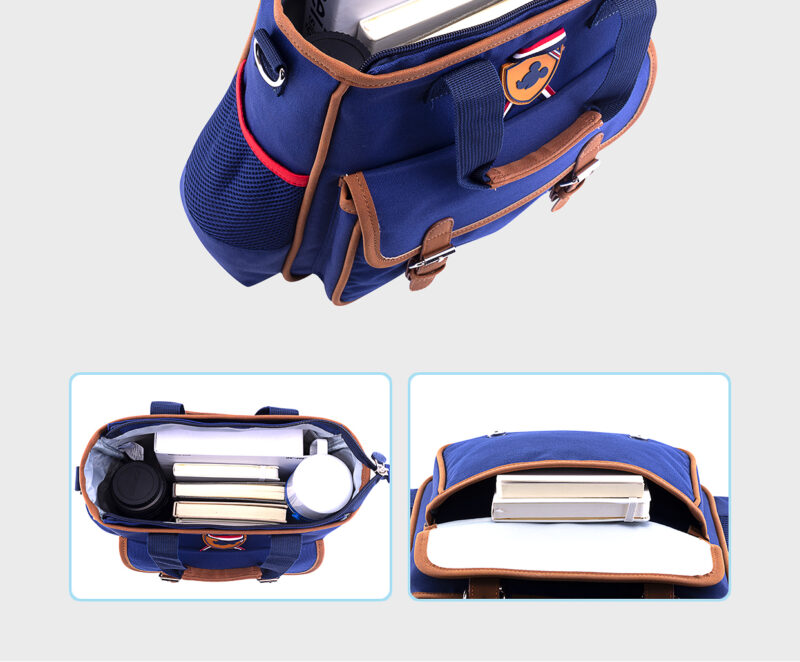 Blue Canvas Shoulder Bag With Mickey Logo For Children - Image 4