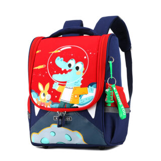 Sac à dos à motif mignon de bonne qualité rouge et bleu avec un fond blanc