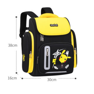 Pokémon Go Pikachu reflective schoolbag for children in yellow and black with a white background