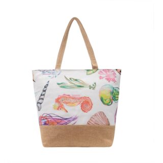 Women's shoulder bag with flowers on a white background