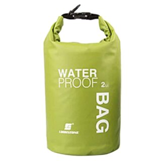 2L waterproof mini water sport bag green with white background
