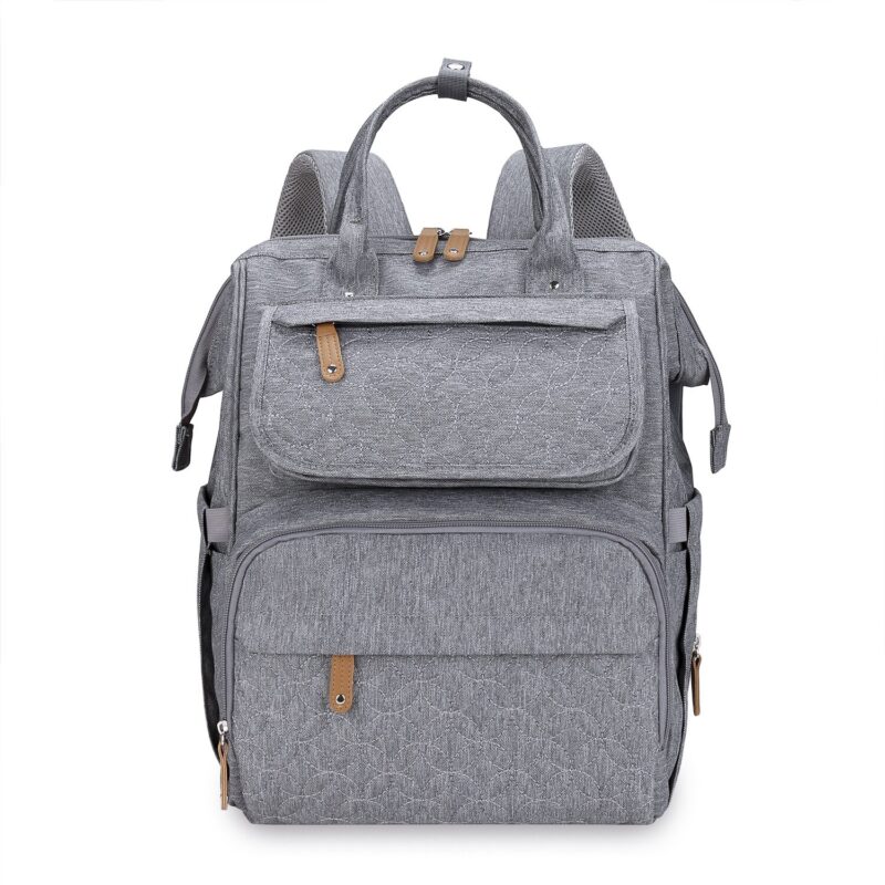 Multifunctional Waterproof Backpack For Mum In Grey With White Background