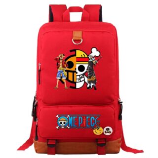 Sac à dos One Piece Luffy pour enfants en rouge avec motifs devant