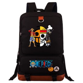 Sac à dos One Piece Luffy pour enfants noir et marron avec motifs