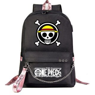 Sac à dos One piece tête de mort noir avec poche devant