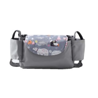 Pram bag with baby accessory design with white background