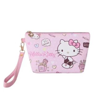 Sac de toilette en PU avec joli motif dessin hello kitty en rose