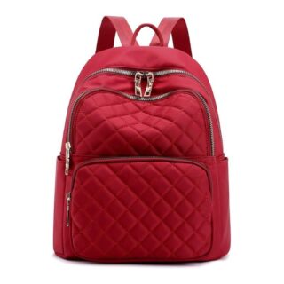 Sac à dos décontracté et imperméable pour femme rouge avec un fond blanc