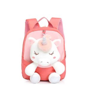 Cute pink and white sleeping unicorn backpack for little girls