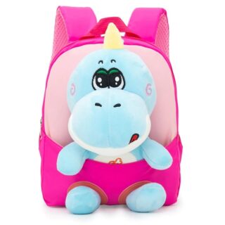 Lilliputian backpack for children with dinosaur plush fuchsia