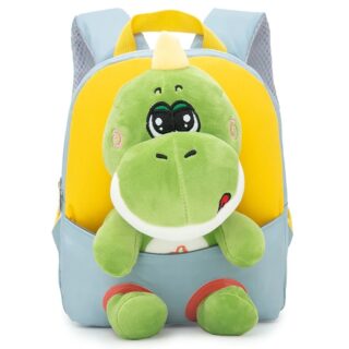 Lilliputian backpack for children with dinosaur plush grey