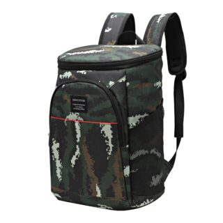 Sac à dos isotherme 20l noir avec un design militaire et un fond blanc