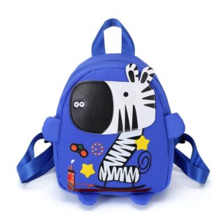 Sac à dos maternelle coloré illustré d'un zèbre bleue à la mode