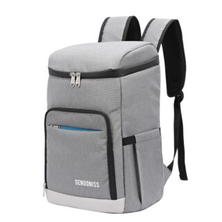 Sac de voyage isotherme gris et noir avec un fond blanc