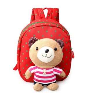 Sac à dos maternelle avec ourson en peluche rouge