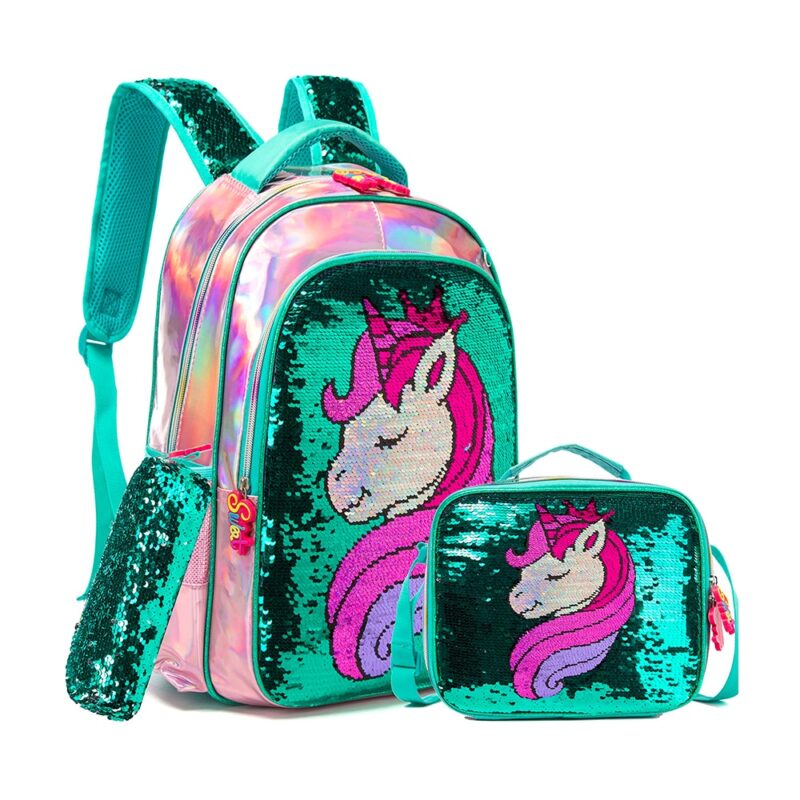 Glittery Unicorn Schoolbag And Accessories For Girls