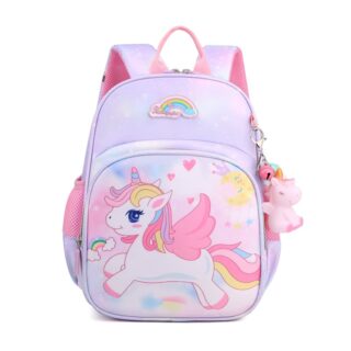 Pink unicorn satchel for pink girl with white background